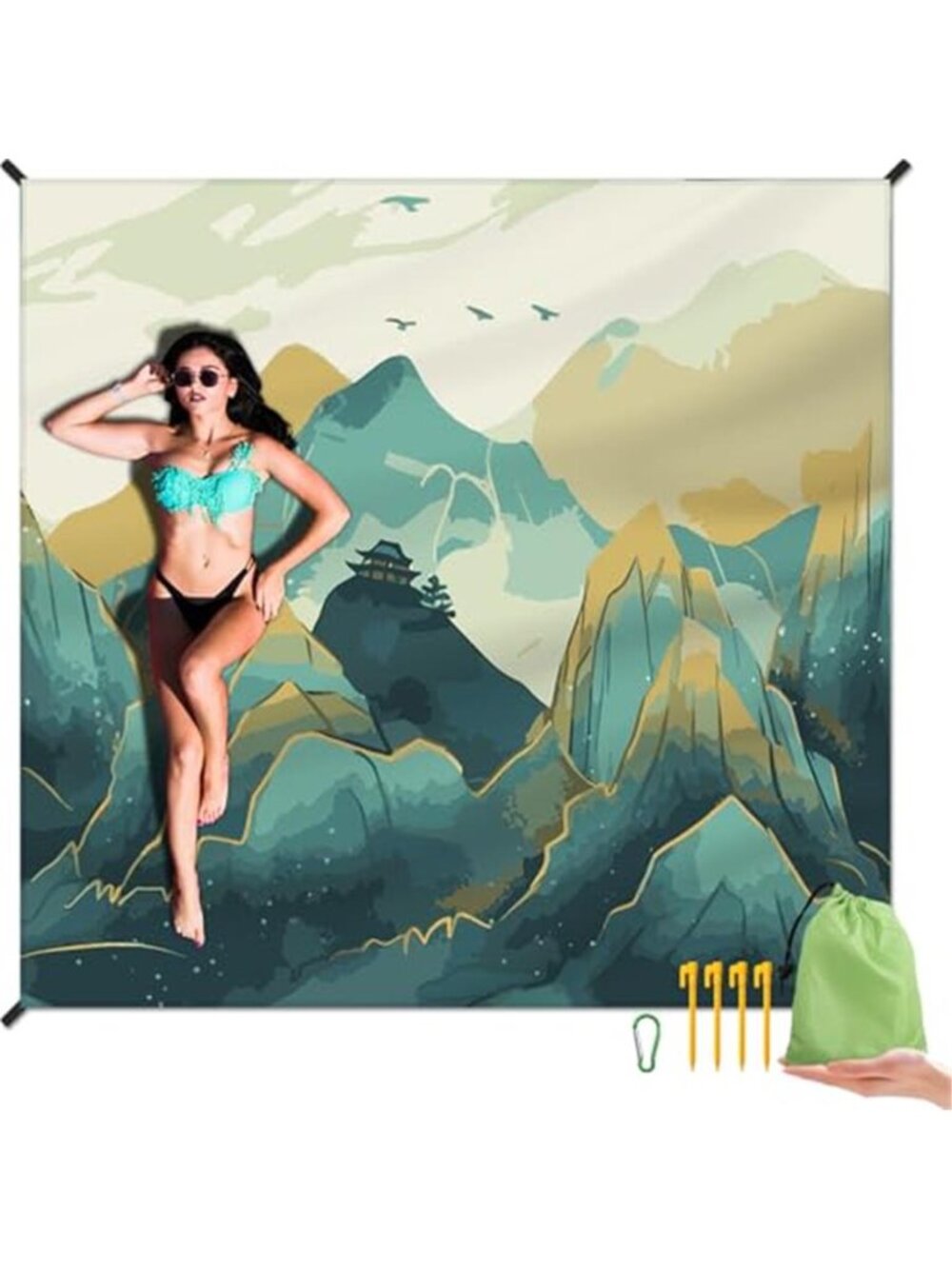 Waterproof Sandproof Beach Blanket Large Mat 79x83 Camping Outdoor Lightweight